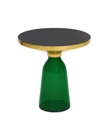 MASA DE CAFEA COIMBRA TALL STICLA VERDE + NEGRU / METAL AURIU LUCIOS