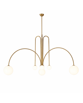 CORP DE ILUMINAT SUSPENDAT PRATO AURIU - 6 GLOBURI STICLA ALBA