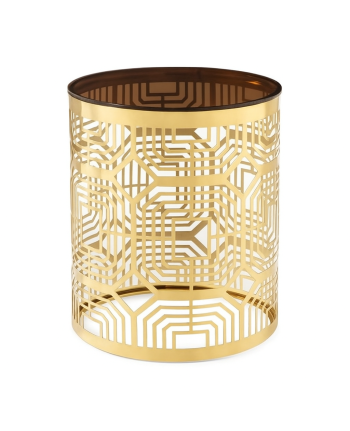 MASA DE CAFEA MELINA 48 CM BLAT STICLA NEAGRA / METAL AURIU