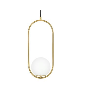 CORP DE ILUMINAT PE FIR GIRO UNO AURIU - GLOB STICLA ALBA