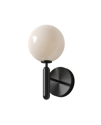 LAMPA DE PERETE SALO DIA 23x32 CM NEGRU - GLOB STICLA ALBA