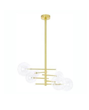 CORP DE ILUMINAT SUSPENDAT CASIA BRONZ OXIDAT - 6 GLOBURI STICLA TRANSPARENTA