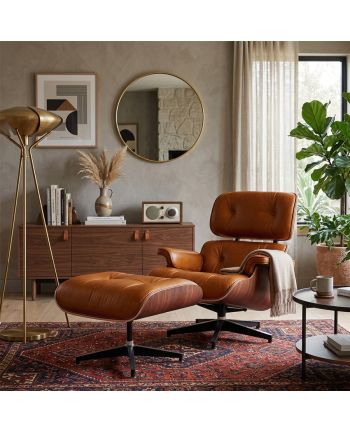 FOTOLIU CU OTOMAN 3001-CB PIELE COGNAC + NUC BRUN