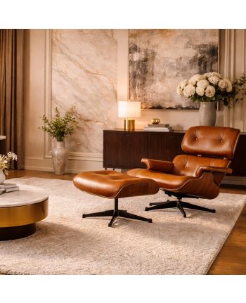 FOTOLIU CU OTOMAN 3001-CB XL PIELE COGNAC + NUC BRUN