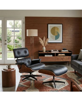 FOTOLIU CU OTOMAN 3001-NB PIELE NEAGRA + NUC BRUN