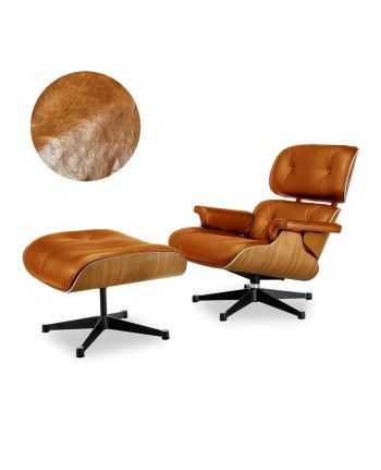 FOTOLIU CU OTOMAN 3001-NB XL - PIELE CERATA COGNAC + NUC BRUN