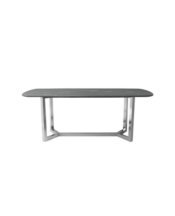 MASA DINING COMO 220 CM - BLAT MARMURA NEAGRA SI PICIOR METALIC CROM