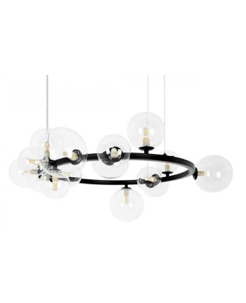 CORP DE ILUMINAT PE FIR VIVIANE DIA 85 CM NEGRU + STICLA TRANSPARETA