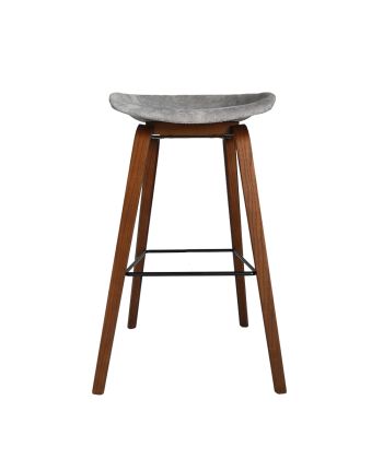 SCAUN BAR SB-1344(V) TAPITAT GRI DESHIS + PICIOR LEMN BRUN H75 CM (RESIGILAT)