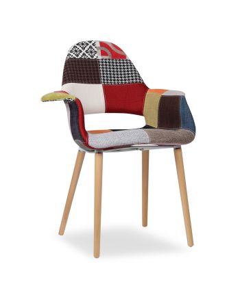 SCAUN DINING EGO TAPITAT COLORAT - PICIOR LEMN NATUR