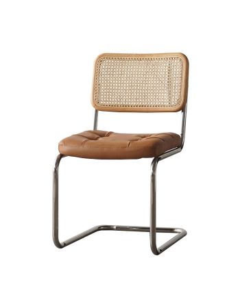 SCAUN LEMN AIDEN C SEZUT TAPITAT + SPATAR RATAN / PICIOR METALIC