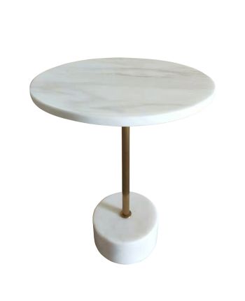 MASA DE CAFEA ALABAMA 40 CM BLAT ALB / METAL AURIU