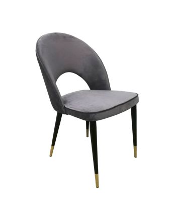 SCAUN TAPITAT ALMO CATIFEA GRI CC-28 / PICIOR NEGRU + AURIU