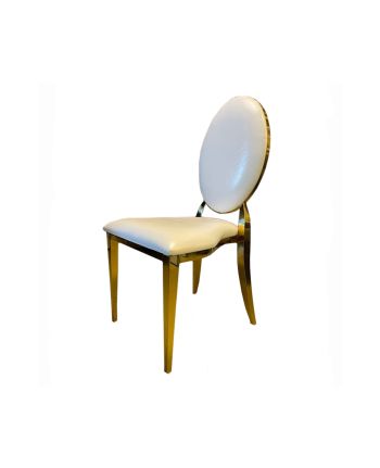 SCAUN DINING AS-116C TAPITAT MICRO PIELE ALB / PICIOR AURIU