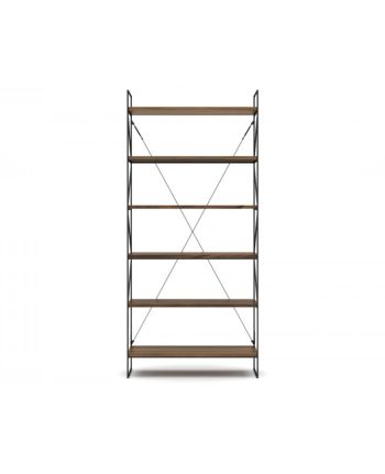 BIBLIOTECA  METAL 100 CM X 220 CM CADRU METALIC NEGRU, MDF FURNIRUIT