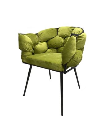 SCAUN DINING BRASO TAPITAT CC-38 VERDE CATIFELAT / PICIOR NEGRU