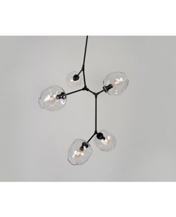 CORP DE ILUMINAT SUSPENDAT ROA LIGHT VERTICAL NEGRU - 5 GLOBURI STICLA FUMURIE