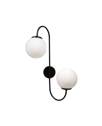 LAMPA DE PERETE CAMILLA 2 NEGRU - GLOB STICLA ALBA