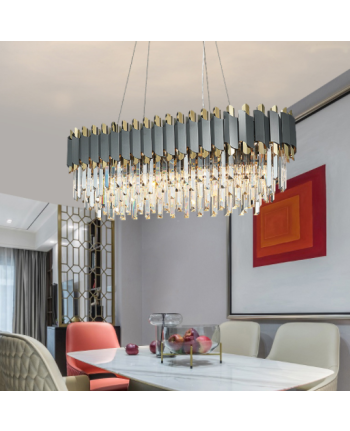 CANDELABRU FELMAN L 100 CM GRI + AURIU + STICLA TRANSPARENTA