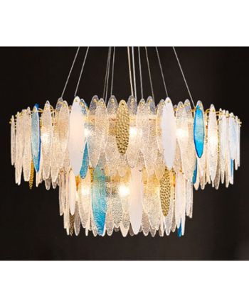 CANDELABRU PICABIA DIA 100+60 CM AURIU + STICLA MULTICOLORA