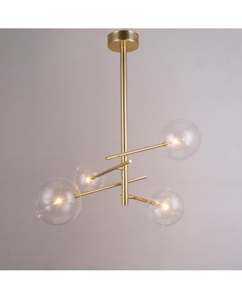 CORP DE ILUMINAT SUSPENDAT CASIA BRONZ OXIDAT - 4 GLOBURI STICLA TRANSPARENTA