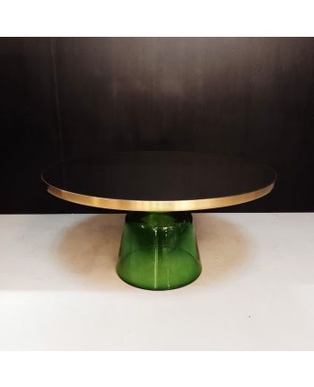 MASA DE CAFEA COIMBRA STICLA VERDE + NEGRU / METAL AURIU LUCIOS