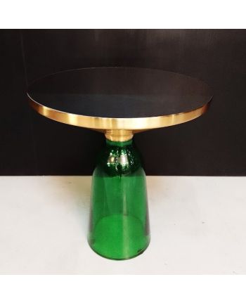 MASA DE CAFEA COIMBRA TALL STICLA VERDE + NEGRU / METAL AURIU LUCIOS