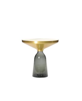 MASA DE CAFEA COIMBRA TALL STICLA FUMURIE + BLAT CERAMIC ALB / METAL AURIU