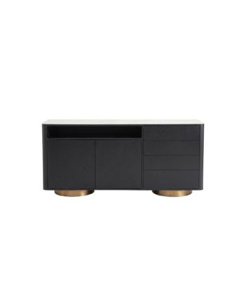 COMODA TV TORINO 180 CM BLAT CERAMIC ALB / MDF FURNIR BRUN