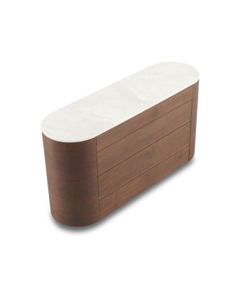 COMODA CAIRO 140 CM - BLAT MARMURA ALBA / FURNIR NUC