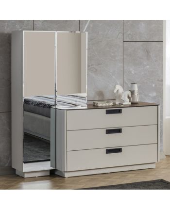 COMODA OSLO 110 CM / BLAT NUC + MDF LACUIT ALB ECRU