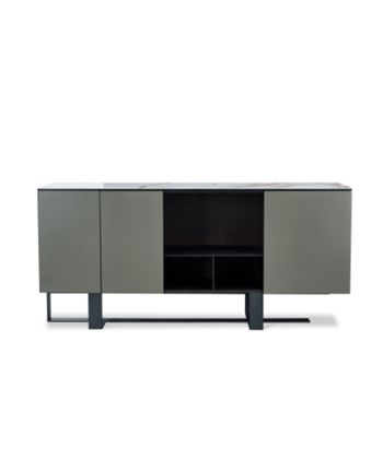 COMODA TORONTO 180 CM - BLAT CERAMIC ALB / MDF GRI + BRUN