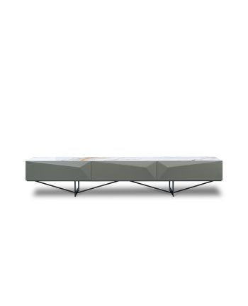 COMODA TV VANCOUVER 220 CM - BLAT CERAMIC ALB / MDF GRI