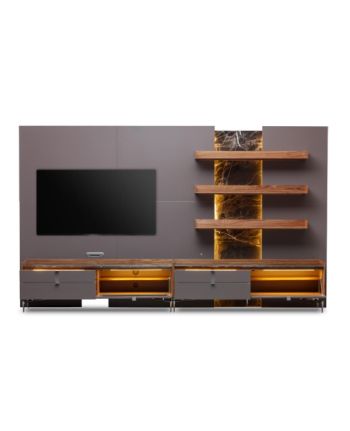 CONSOLA TV MEST 345 CM / LEMN NUC + MARMURA GRI