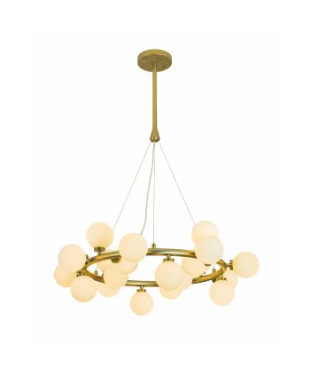 CORP DE ILUMINAT PE FIR CORALIS 20 AURIU - GLOB STICLA ALBA