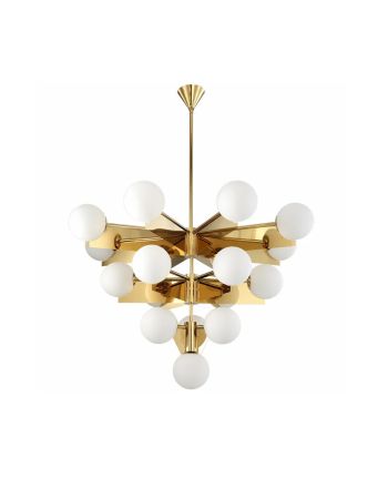 CORP DE ILUMINAT PE FIR TETRAS-10 AURIU + GLOB STICLA ALBA