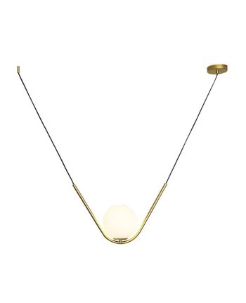 CORP DE ILUMINAT PE FIR LUNA CAB-1 AURIU - GLOB STICLA ALBA