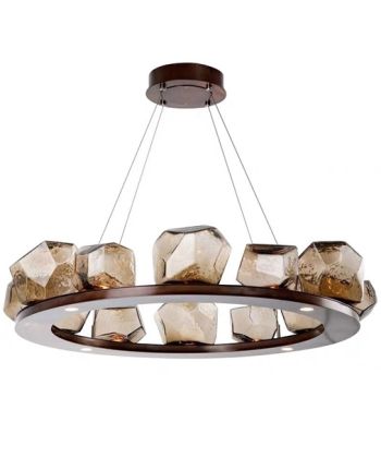 CORP DE ILUMINAT PE FIR EVE 60 CM STICLA CAFENIE + METAL NEGRU