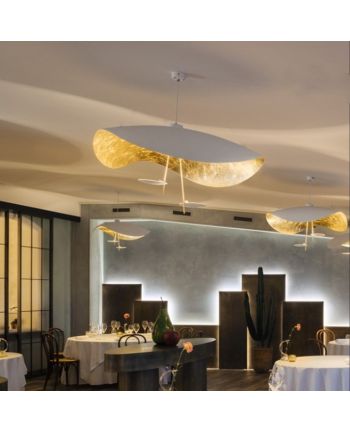 CORP DE ILUMINAT PE FIR LAVA FORMA DIA 80CM ALB + AURIU