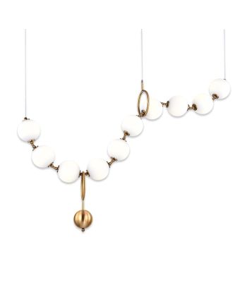 CORP DE ILUMINAT PE FIR PERLO-UP AURIU GLOB STICLA ALBA