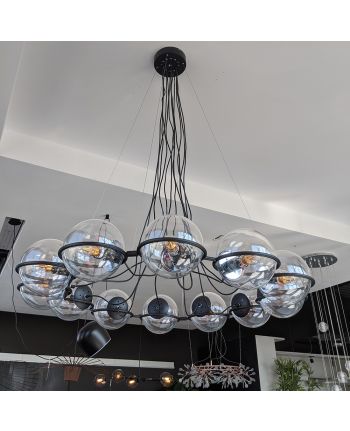 CORP DE ILUMINAT PE FIR REVOLVE 12 NEGRU - GLOB STICLA TRANSPARENTA