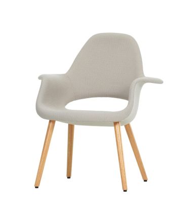 SCAUN DINING EGO TAPITAT ALB - PICIOR LEMN BRUN