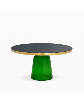 MASA DE CAFEA COIMBRA STICLA VERDE + NEGRU / METAL AURIU LUCIOS