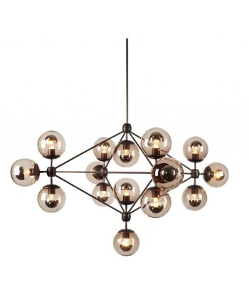 CORP DE ILUMINAT SUSPENDAT FLAME 15 NEGRU - GLOB STICLA COGNAC