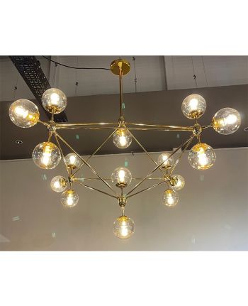 CORP DE ILUMINAT SUSPENDAT FLAME 15 AURIU - GLOB STICLA TRANSPARENTA