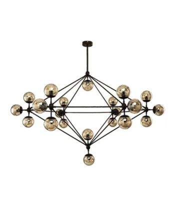 CORP DE ILUMINAT SUSPENDAT FLAME 21 NEGRU - GLOB STICLA CAFENIU-TRANSPARENTA