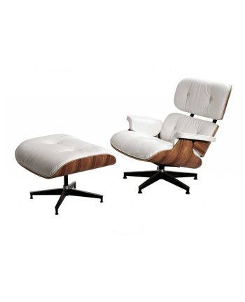 FOTOLIU CU OTOMAN 3001-NB XL - PIELE ALBA + NUC BRUN