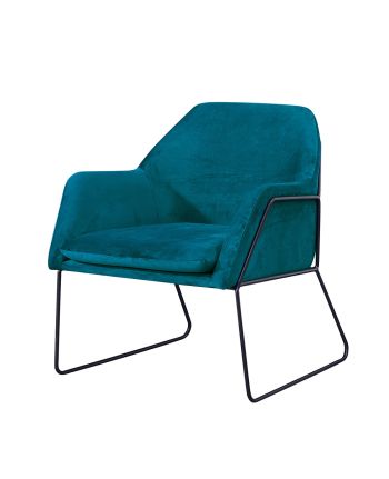 FOTOLIU ROBIN TAPITAT ALBASTRU CATIFELAT - PICIOR NEGRU