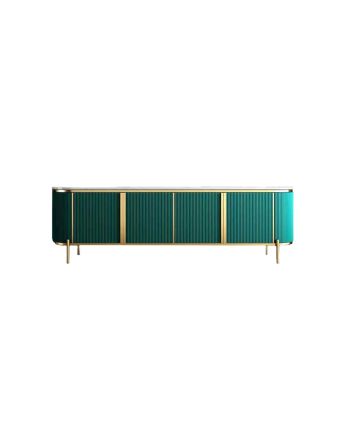 COMODA TV GEORGIA 200 CM BLAT MARMURA  ARTIFICIALA  ALBA / MDF FURNIR VERDE