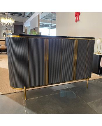 COMODA GEORGIA 150 CM BLAT MARMURA  ARTIFICIALA  NEAGRA / FURNIR GRI